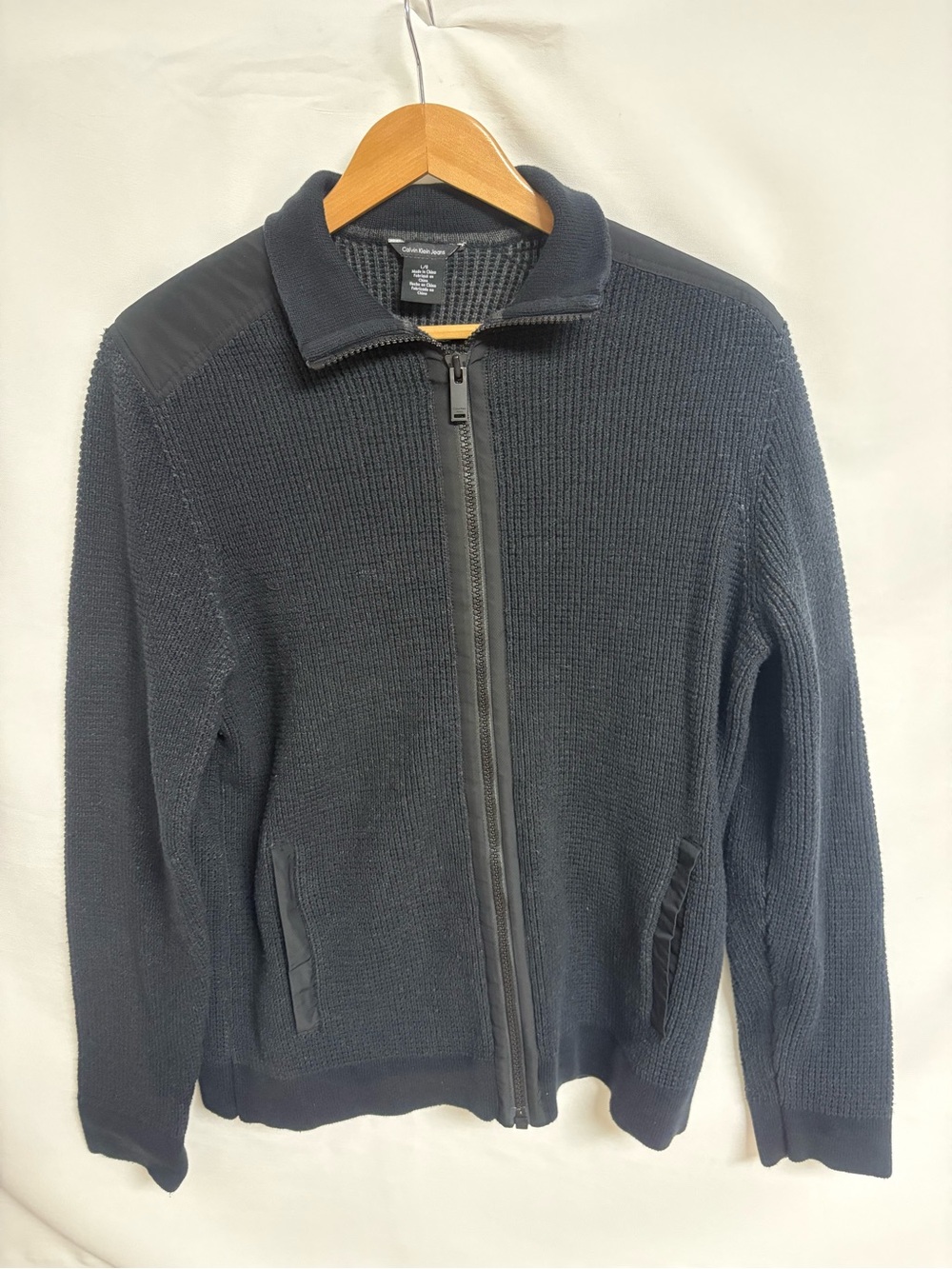 Calvin Klein Jeans Men's Black Zip-Up Knit Jacket